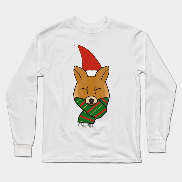 Merry Christmas, Fox! Long Sleeve T-Shirt by Lunar Scrolls Design